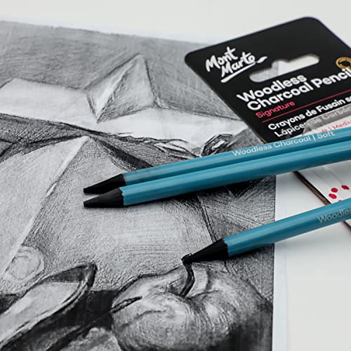 Mont Marte Woodless Charcoal Pencils, 3 Piece. Features 3 Grades Of Charcoal Including Soft, Medium and Hard.
