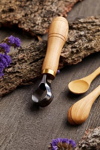 Carving Scorp Knife | Round Carving Tool for Spoons, Bowls, and Cups | Spoon Bowl Carving Tools | for Beginners | Oak Wood Handle with Carbon Steel Blade (1'in full scorp) - style: 1'inch full scorp