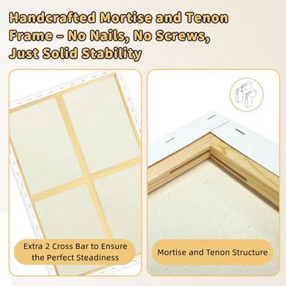 2-Pack 28x40 Large Stretched Canvas 380gsm Cotton for Oil & Acrylic | 70x100cm, Gallery Wrapped , 380gsm heavy-duty 100% cotton, triple acid-free gesso, warp resistant & no bleed - size: 2PK - 28"x40"