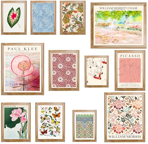 15 Pcs Framed Vintage Eclectic Gallery Wall Art Set - Botanical Decor - color: Vintage Eclectic Framed