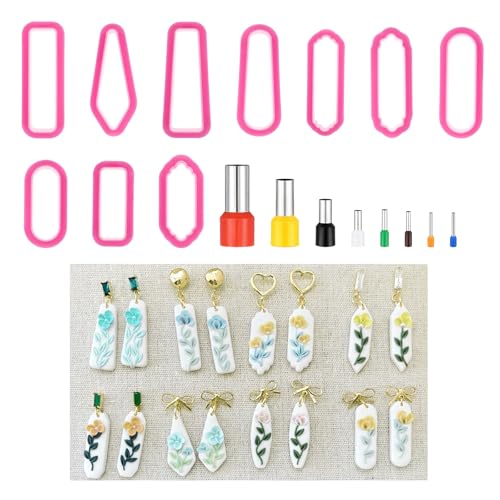 Polymer Clay Cutters, 10 PCS Clay Earrings Cutter Kit Sculpting Dangle Shape Clay-Cutter Tools with 8 PCS Circle Shape Cutters for DIY Polymer-Clay Jewelry Making