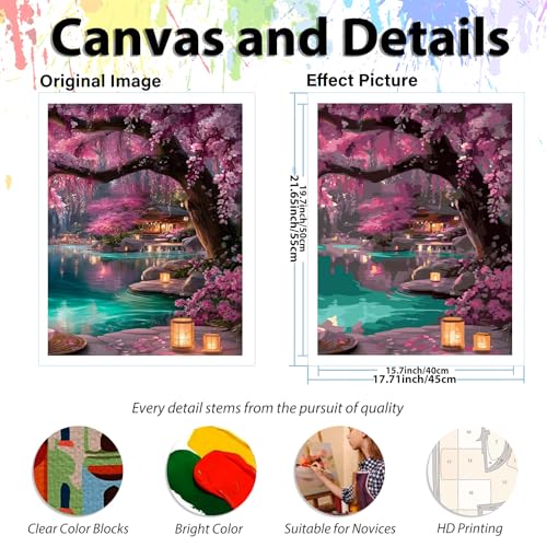 Tree Paint by Numbers Kit for Adults, Adult Paint by Number Kits 16x20 Inch - color: Pink Tree