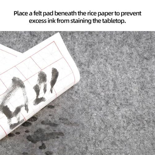Corciosy Chinese Calligraphy Xuan Paper, 13 x 25.2In, 50 Sheets/Pack | Rice Paper with Grids, For Students, Beginners Practice, Includes Drawing Felt Mat Grey, 7.5cm/Grid - size: 7.5cm