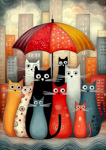 ALLDIAMOB Cute Cat Diamond Art Kits for Adults, Diamond Painting 12X16 Inch - color: cat 02