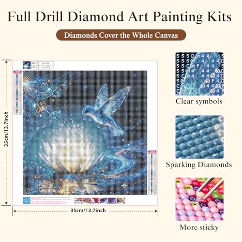 Hummingbird Diamond Art Kits for Adults, Bird Diamond Painting Kits - color: KM1096-1