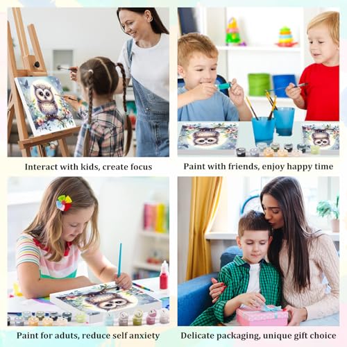 Aestalrcus Paint by Numbers Kit for Kids with Frame, Owl, 8x8 inch - color: style-5