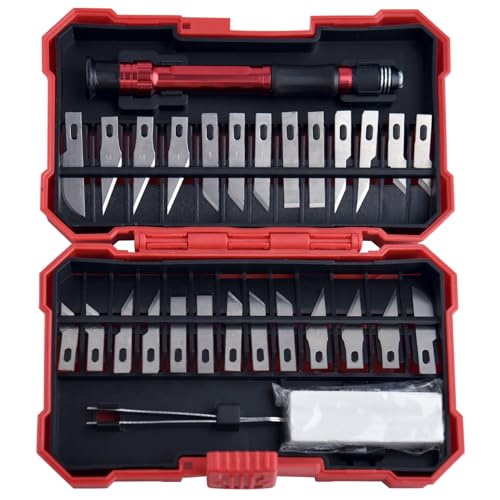 29PCS Exacto Knife Set Hobby Knife Cutter Knife Precision Cutter Hobby Knife Blades Set for Art Work Scrapbooking Stencil Architecture Modeling Wood Leather Working