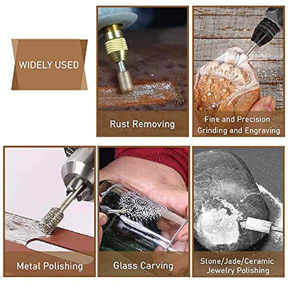 20Pcs 120-Grit Diamond Grinder Bit Stone Carving Set 1/8" Shank