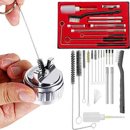 YUZES Spray Gun Cleaning Kit, 23-Piece Brush & Needle Set for Paint Guns | Brushes, Needle Picks & Tube Cleaners for Nozzles, Air Caps & Passages, Fits Suction, Gravity, Pressure Feed and Airbrushes