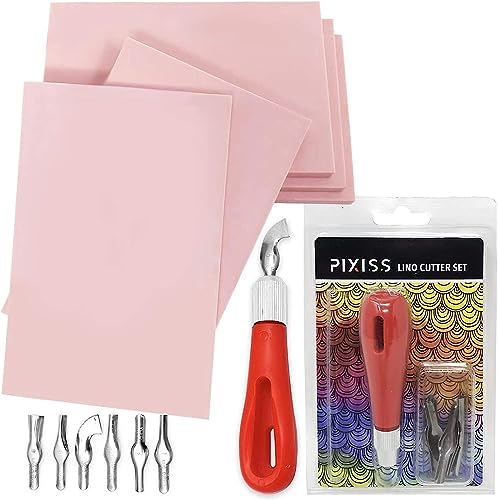 Stamp Carving Blocks (8 Rubber Blocks + Carving Tool) - size: 8 Rubber Blocks + Carving Tool