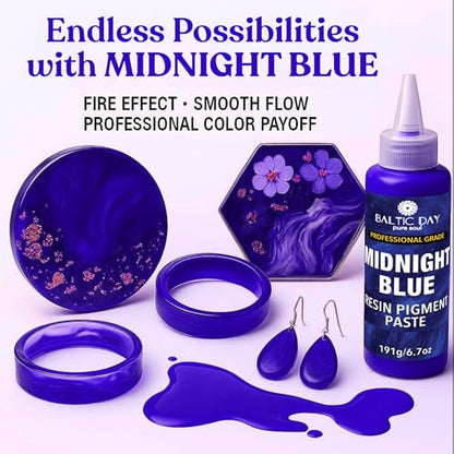 Midnight Blue Epoxy Resin Pigment Paste, Extra Large 191g (6.7oz) – Opaque Resin Colorant, Highly Concentrated Epoxy Dye, Mica Powder Alternative for Resin Art, Jewelry, Tumblers, River Tables & Crafts - color: Midnight Blue