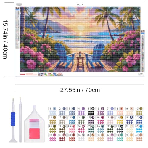 YOYA Large Diamond Art Kits for Adults, Sunset Beach 5D Diamond Painting - color: Sunset Beach 507
