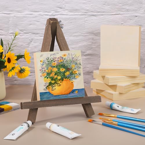Aodaer 8 Pack Wood Panels 5 x 5 Inch Wooden Panels Canvas Unfinished Craft Wood Boards Panels for Art Crafts, Acrylic and Oil Painting, Pouring, DIY Projects - size: 5 x 5 Inch