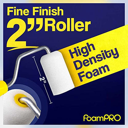 FoamPRO 162 | 2” Fine Finish Paint Roller | Mini Foam Roller (1 Pack) | Foam Paint Roll Cover + Paint Roller Handle | Home Painting Supplies & Paint Tools - size: Pack of 1, style: Roller 2"