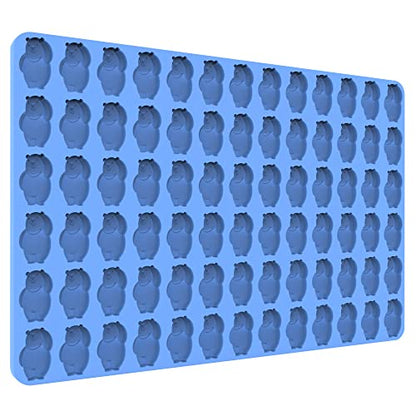 Gummy Bear Silicone Molds with Scraper - Perfect for Making Gummy Bears, Chocolates, Candies and Ice Cubes - color: Blue