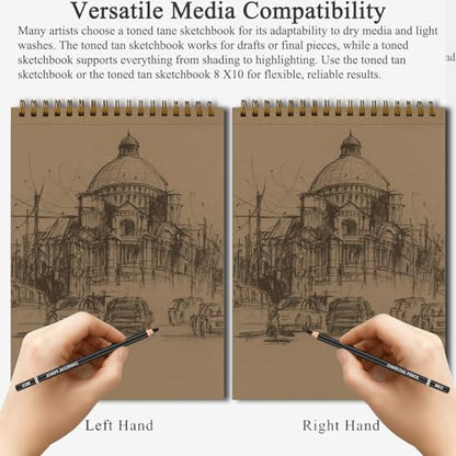 Fuxi Toned Sketchbook 8x10, 60 Sheets Spiral Bound Artist Sketch Pad - Perfect Art Gift for Artists, Students & Professionals. - color: Toned Tan, size: 10" x 8" (Pack of 1)