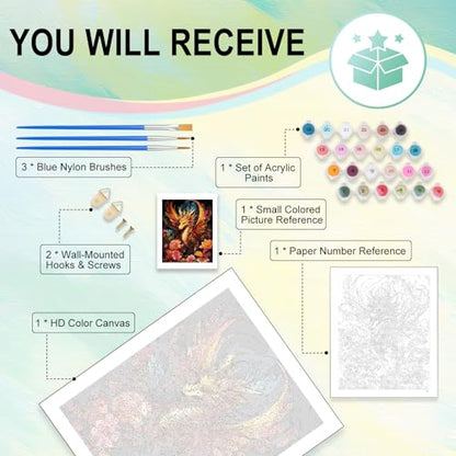 Paint by Numbers Kit for Adults, Dragon DIY Painting Kit, 16x20 Inch - color: CYOP1P14