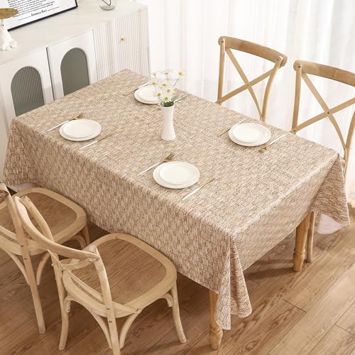 Walrus Heavy Duty Vinyl Tablecloth with Flannel Backing Waterproof Oil-Proof Plastic Table Cloth Stain-Resistant Wipeable Rectangle or Square Table Cover for Indoor and Outdoor (Weave, 54X54 Inch) - color: Weave, size: 54" x 54" (Square)
