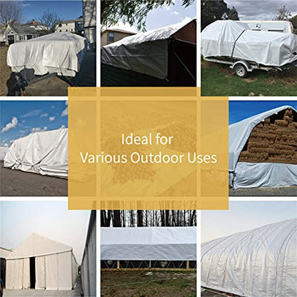 GUARD SHIELD Super Heavy Duty White Ploy Tarp Cover 10x12 Feet Waterproof Tarps16mil Thick UV and Tear Resistant Tarpualin - color: White, size: 10x12