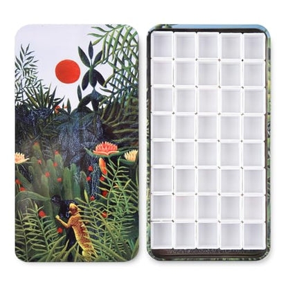 qianshan 40Pcs Empty Half Pans Watercolor Tin Palette with Magnetic Stripe | Travel Tin Palette Case,Portable Artist Paints Half Pan Kits,DIY Watercolor Oils Acrylics Painting Drawing Jungle - color: Jungle