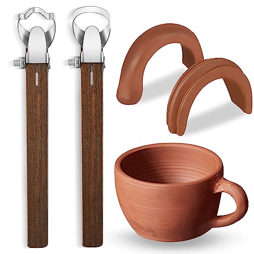 2 Pcs Pottery Handle Making Tools, Adjustable Clay Cutters,Classic Style | Mug Handle Carving Tool for Beginners Enthusiasts, Adjustable Cut Depth, Steel Cutting Heads, Smooth Wood Grips, Home Studio - color: Classic Style