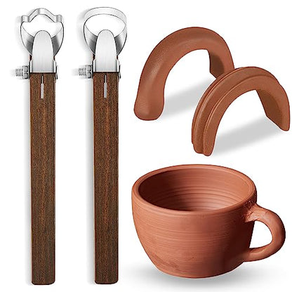 2 Pcs Pottery Handle Making Tools, Adjustable Clay Cutters,Classic Style | Mug Handle Carving Tool for Beginners Enthusiasts, Adjustable Cut Depth, Steel Cutting Heads, Smooth Wood Grips, Home Studio - color: Classic Style
