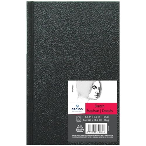 Canson Artist Series Sketch Book, Hardbound, 5.5x8.5 inches, 108 Sheets - Lay Flat Art Notebook - size: 5.5"X8.5"