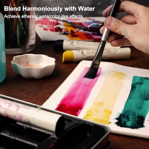PHOENIX Professional Oil Paint Stick - Set of 6 Basic Colors 37ml Large Soft Water Soluable Pastels with Knife, Gift for Oil Painter - color: 6 Major Oil Colors