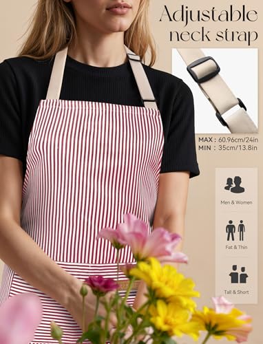 2 Pack Kitchen Cooking Aprons, Soft Aprons for Women Men with 2 Pockets Chef Apron with Adjustable Neck Strap and Long Tie - color: Blue/Pink
