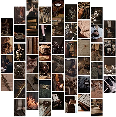 54PCS Dark Academia Wall Collage Kit – Vintage Aesthetic Posters for Room Decor, Gothic Home Decor, Retro Style Dark Academia Aesthetic, 4x6 inch Photo Collection for Bedroom, Dorm, and Study Room