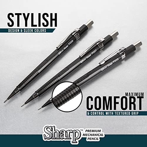 Pentel Sharp Mechanical Pencil (0.5mm), Fine Line, Black Barrel, Pack of 2 (P205BP2)