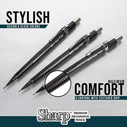 Pentel Sharp Mechanical Pencil (0.5mm), Fine Line, Black Barrel, Pack of 2 (P205BP2)