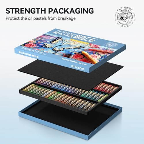 Paul Rubens Oil Pastels, 60 Vibrant Colors Soft Oil Pastels | Creamy & Easy to Blend Oil Pastels for Artists & Beginners. Ideal for Drawing, Sketching and Painting - style: 60 Basic Colors