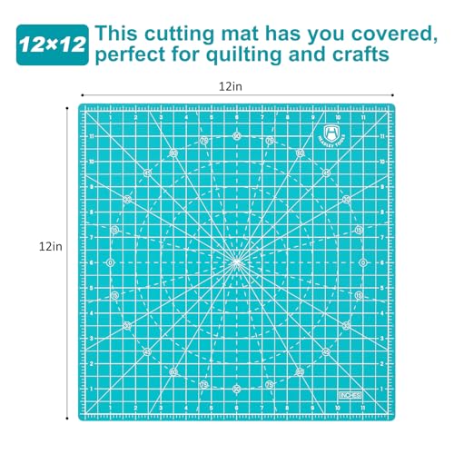 12"x12" Rotating Cutting Mat, Self Healing Mat with 360-Degree Rotation & Anti-Slip Base, Sewing Board Cutting Mat Perfect for Fabric Quilting Leather Hobby Project, Light Blue - color: LIight blue, size: 12"L x 12"W