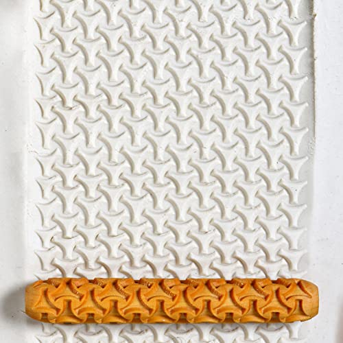 MKM Pottery Tools Wood Hand Rollers for Clay (HR-37 Wishbone Weave) - size: HR-37 Wishbone Weave