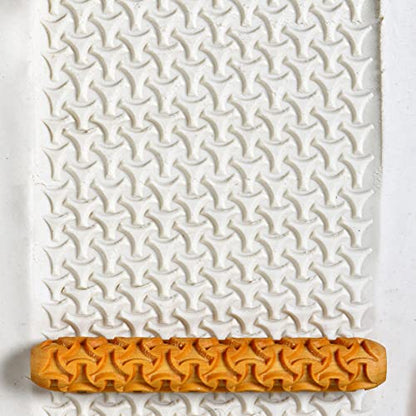 MKM Pottery Tools Wood Hand Rollers for Clay (HR-37 Wishbone Weave) - size: HR-37 Wishbone Weave