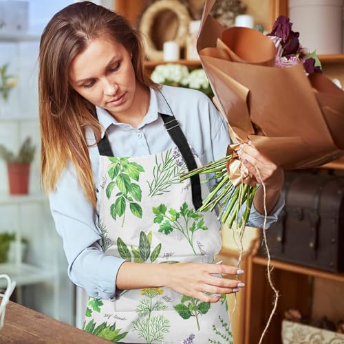 Britimes Apron with Pockets, 32x28 inch, for Women Men, Green Leaf - color: Herb