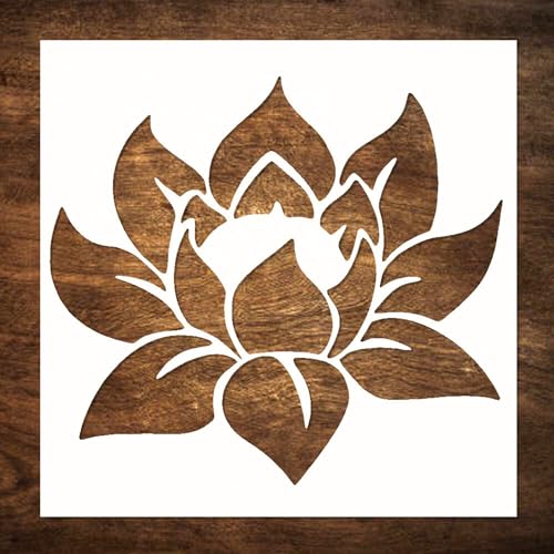 DLY LIFESTYLE Lotus Stencil for Painting on Wood, Canvas, Paper, Fabric, Walls and Furniture - Lotus Flower Stencil - 6x6 Inches - Reusable DIY Art and Craft Stencils - Floral Stencil - color: Lotus 6"x6"
