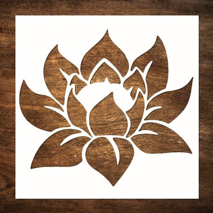 DLY LIFESTYLE Lotus Stencil for Painting on Wood, Canvas, Paper, Fabric, Walls and Furniture - Lotus Flower Stencil - 6x6 Inches - Reusable DIY Art and Craft Stencils - Floral Stencil - color: Lotus 6"x6"