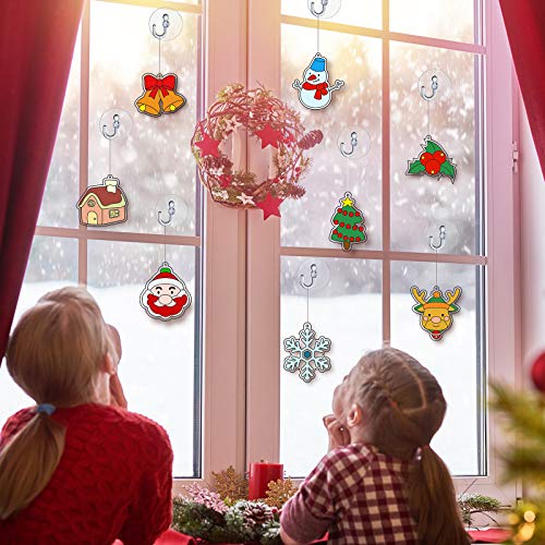 WILLBOND 24 Pcs Christmas Sun Catchers with Suction Cups for Painting DIY - style: Christmas Theme
