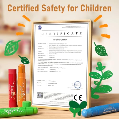 JUPITEARTH Tempera Paint Sticks for Kids, Quick Drying, 12 Colors - color: 12 Classic Colors