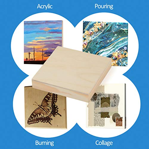 4 Pack 4x4’’ Unfinished Birch Wood Panels Kit for Painting | Studio 3/4’’ Deep Wooden Canvas, Cradle Boards for Acrylic Pouring, Art, Crafts, Epoxy Resin, Laser Engraving Cutting - size: 4'' x 4'' Studio