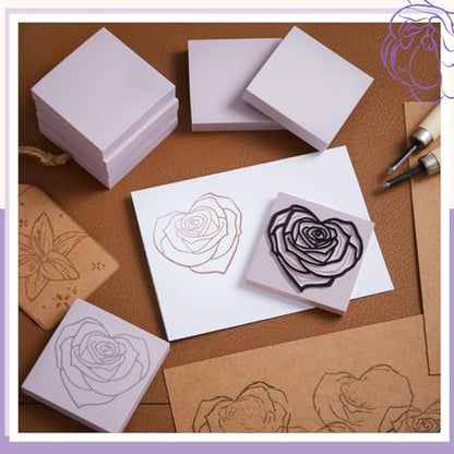 Frienda 24 Pcs 2" x 2" Rubber Carving Blocks Linoleum Blocks for Printmaking, Stamp Making, DIY Crafting, Scrapbook, Painting, Soft and Easy to Carve (Light Purple) - color: Light Purple
