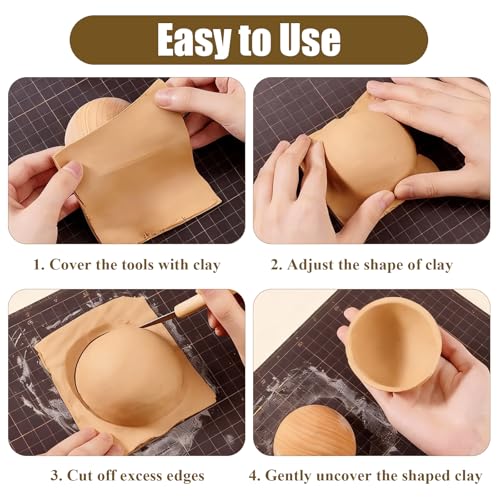 Half Round Pottery Tools Set, 12 Sizes Wooden Hemisphere Ceramic Top Tool | Pottery Plate Press Tool Clay Tools for Crafts,DIY Decorative Project,Making Ceramic Bowl(2/2.5/3/4/4.5/5/6/6.5/7/7.5/8/9cm)