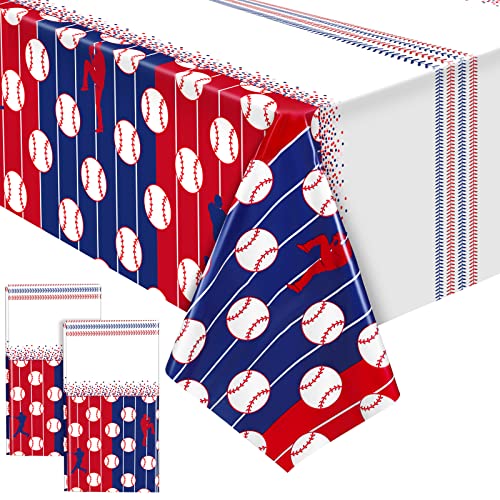 durony 2 Pieces Baseball Tablecloth Plastic Baseball Table Cover Baseballs Theme Party Supplies Waterproof Rectangle Tablecloth for Baseballs Theme Birthday Sport Party Decorations - style: Baseball