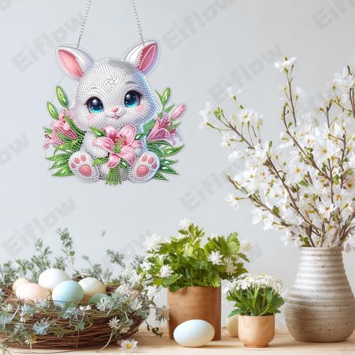 Eiflow Acrylic Diamond Art Hanging Kit for Adults, DIY Diamonds Painting Door Hanger Board Kit, Special Crystal Diamond Art Painting Pendant Ornament (Holding Tulips) - color: Holding Tulips