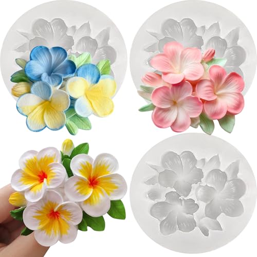 Flower Candle Molds, Set of 3 Plumeria Flower Making Molds - color: 3 PCS Flower Silicone Molds