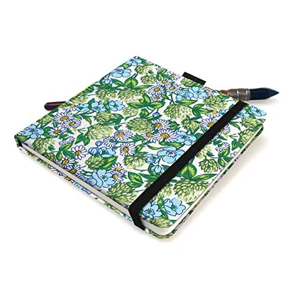 5x5 Watercolor Sketchbook,Mixed Media Pad,Travel Portable Drawing Journal - color: Green chrysanthemum