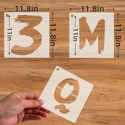 36Pcs Letter Stencils, Reusable Numbers & Alphabet Stencils,11 inch,Cursive | Reusable, Numbers & Alphabet, For Painting on Wood, Wall, Fabric, Rock, Chalkboard, Signage, Spray Painting Compatible - size: 11 IN