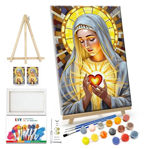 JOOZ 5D Virgin Mary Paint by Numbers Kit for Adults with Frame, 8x12 Inch - color: Virgin Mary 069